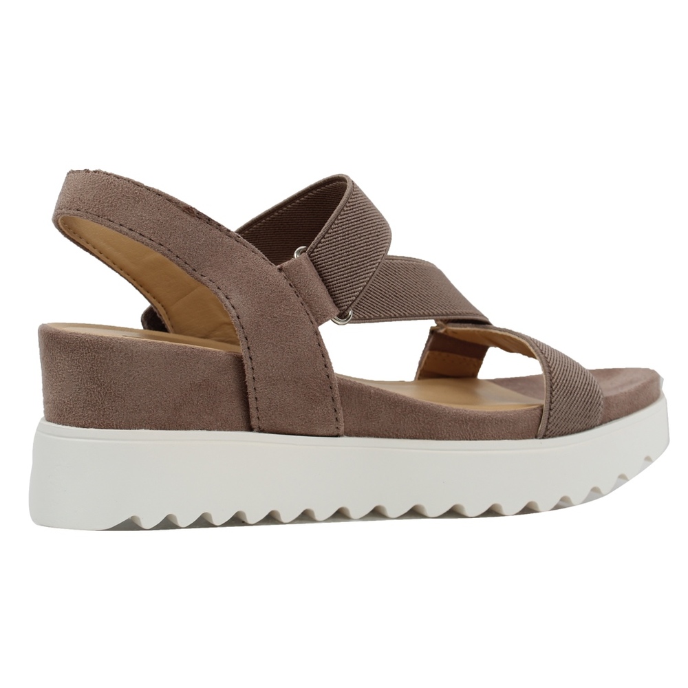Taupe Open Toe Ankle Strap White Lug Flatform - Picture 4 of 5